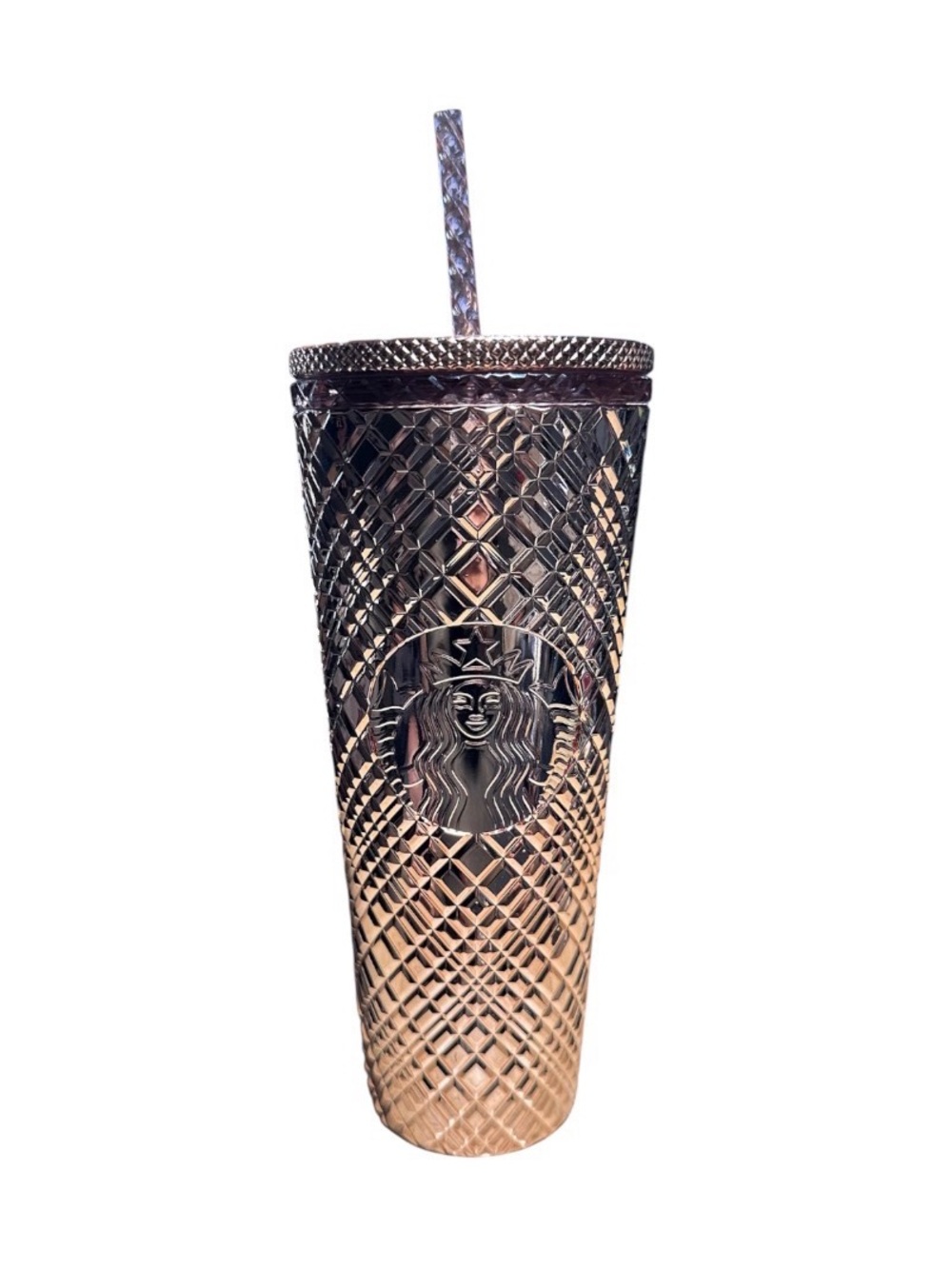 2023 Starbucks Rose Gold Metallic Studded Tumbler with Straw